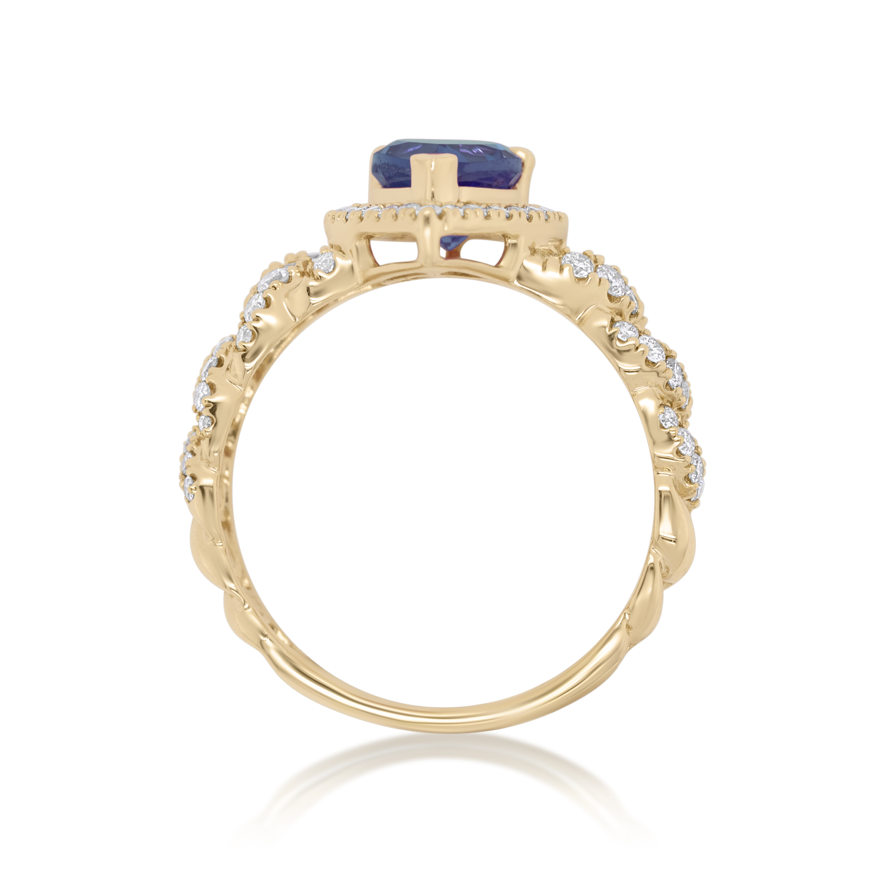 Diamond Ring 0.55 ct. 14K Yellow Gold Blue